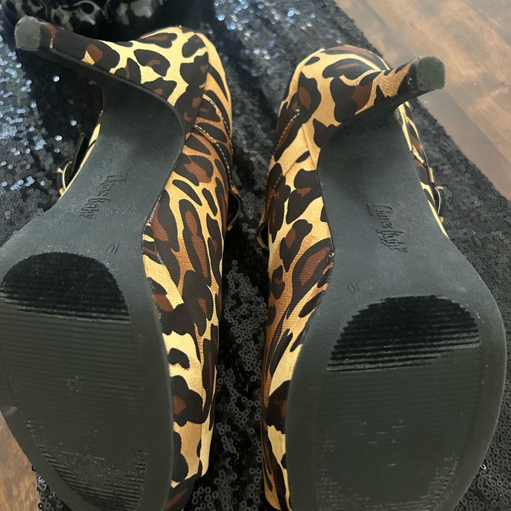 Limelight Women's Animal Print Peep-toe Ankle Strap Heels Size 10 - Picture 5 of 6